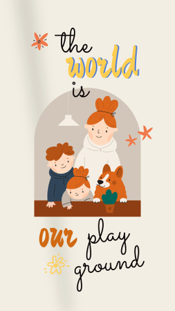Family Day Greeting with Cute Kids and Dog Instagram Story Design Template