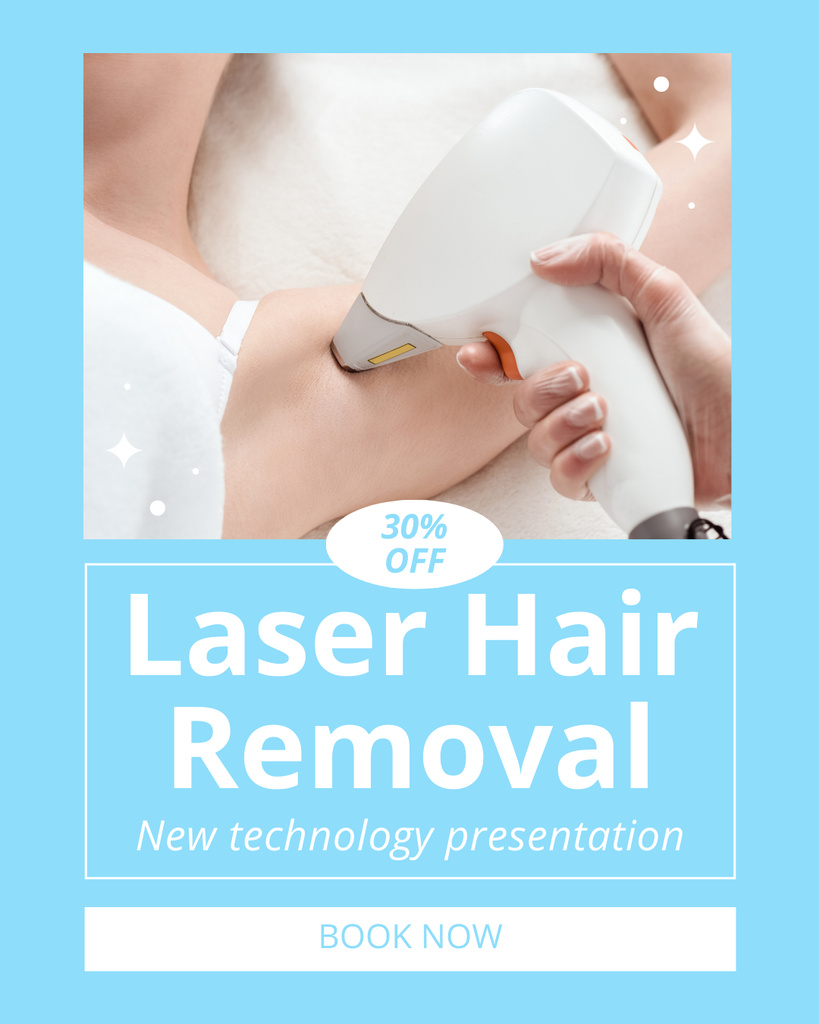 Plantilla de diseño de Presentation of New Technologies of Laser Hair Removal Instagram Post Vertical 