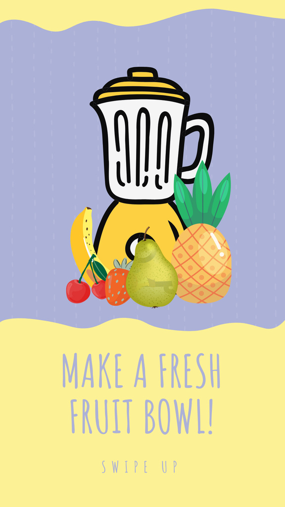 Modèle de visuel Raw Fruits with Kitchen Blender - Instagram Story