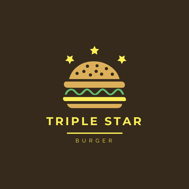 Fresh Appetizing Burger with Stars in Restaurant Logo – шаблон для дизайна