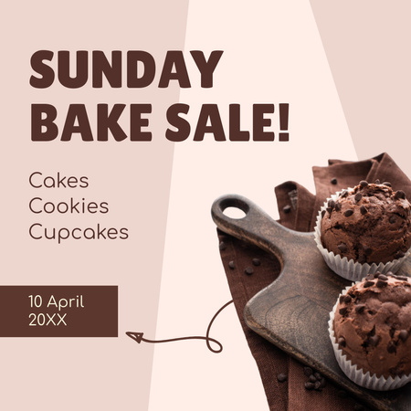 Ontwerpsjabloon van Instagram van Lekkere Chocolade Koekjes En Cupcakes Aanbieding Op Zondag