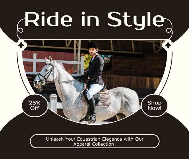 Platilla de diseño Discounts On Stylish And Comfy Equestrian Apparel Facebook