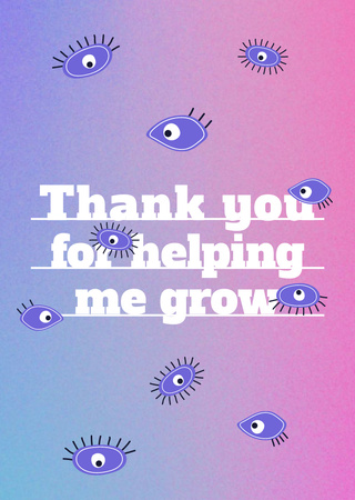 Plantilla de diseño de Cute Thankful Phrase With Eyes In Gradient Postcard A6 Vertical 