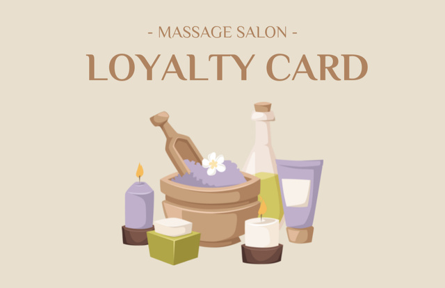 Plantilla de diseño de Massage Salon Discount Loyalty Program Business Card 85x55mm 