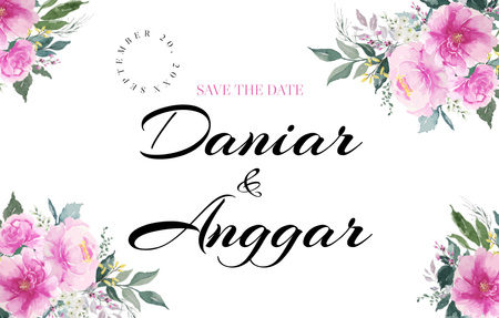 Save the Date of Wedding in Gentle Floral Frame Invitation 4.6x7.2in Horizontal Šablona návrhu