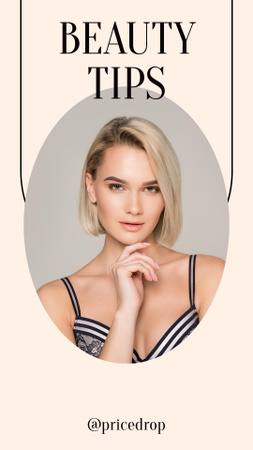 Modèle de visuel Beauty Tips Ad with Attractive Woman - Instagram Story