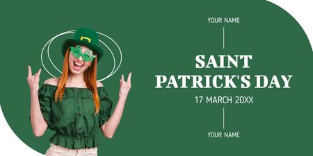 Happy St. Patrick's Day with Red Haired Woman Twitter Tasarım Şablonu