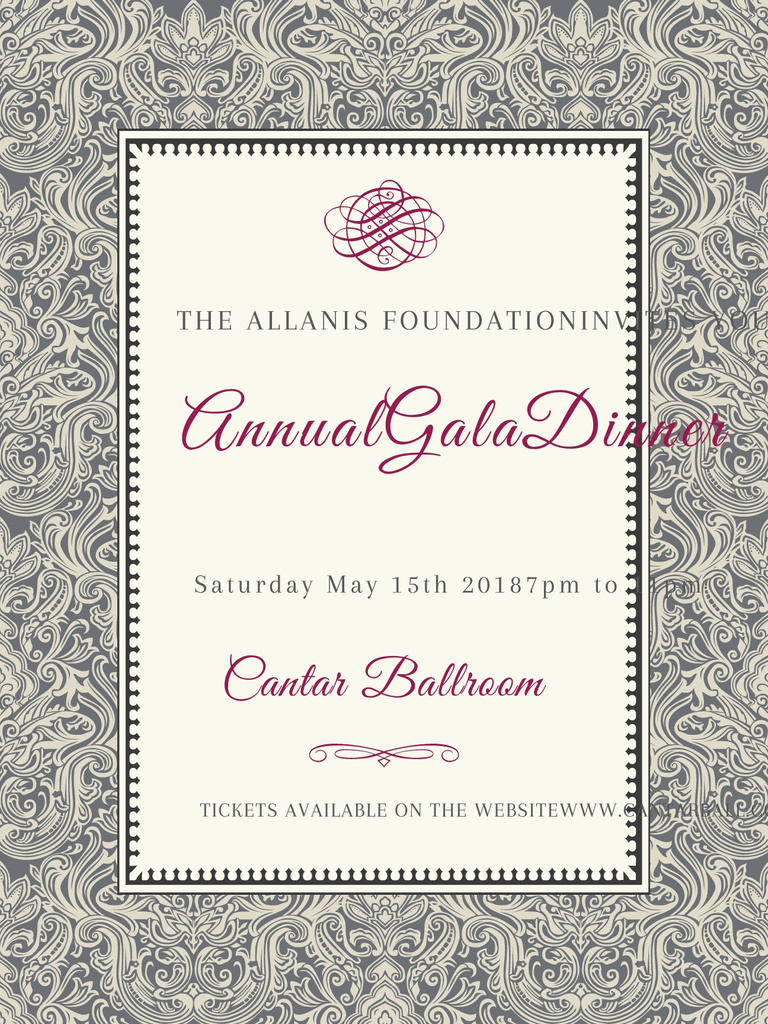Annual Gala Dinner Announcement in Vintage Pattern Poster US – шаблон для дизайну