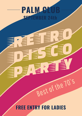 Retro Disco Party Announcement Poster Design Template