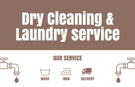 Services of Laundry and Dry Cleaning Business Card 85x55mm Design Template