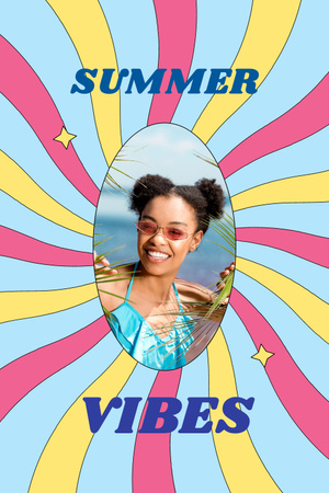 Summer Inspiration with Cute Young Girl Pinterest Design Template