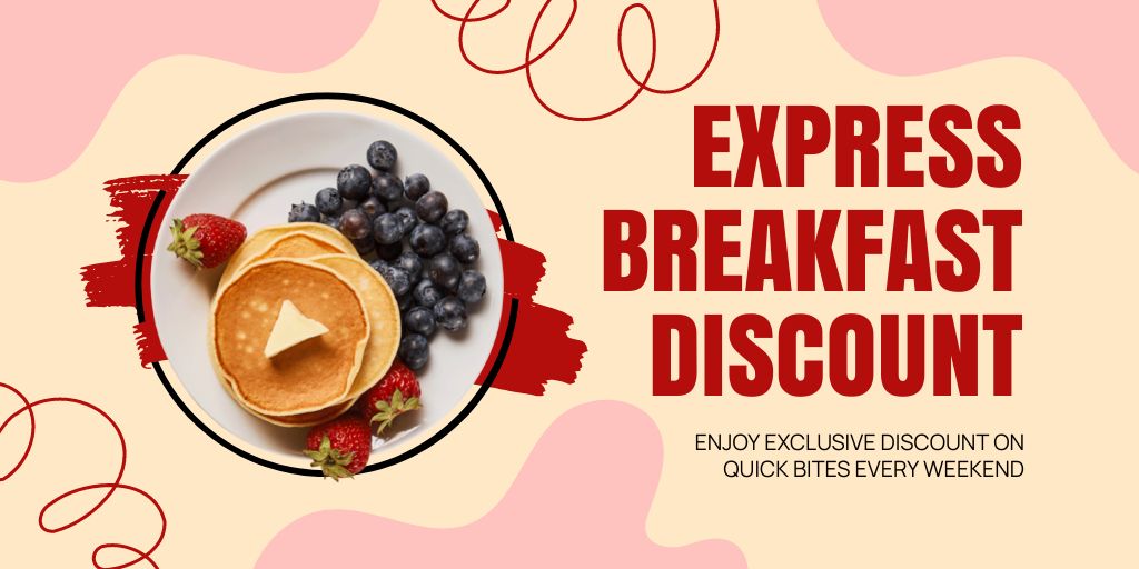 Ontwerpsjabloon van Twitter van Offer of Express Breakfast Discount in Fast Casual Restaurant