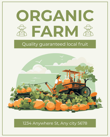 Organik Çiftlikten Yerel Meyveler Instagram Post Vertical Tasarım Şablonu