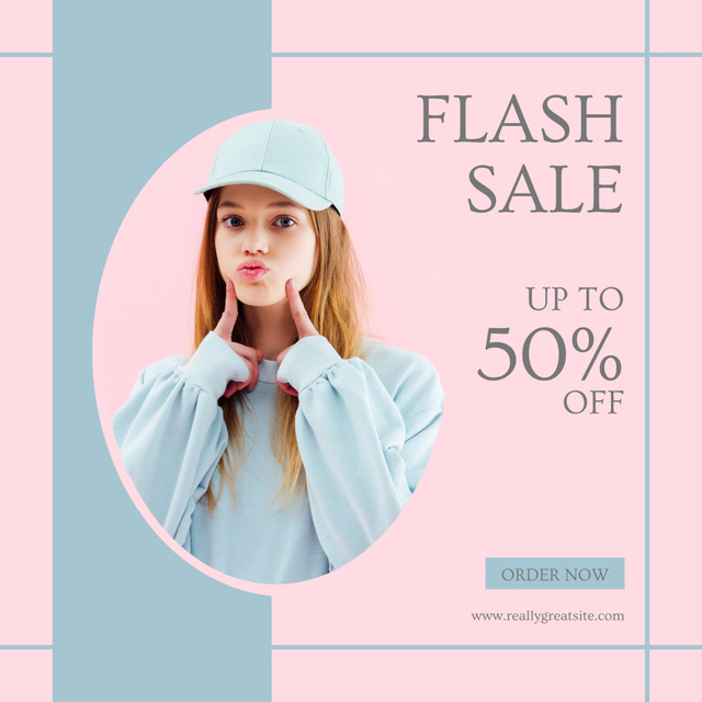 Platilla de diseño Flash Sale At Half Price For Casual Outfit And Cap Instagram