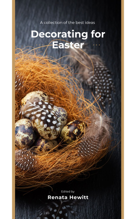 Easter Decor with  Quail Eggs in Nest Book Cover Design Template