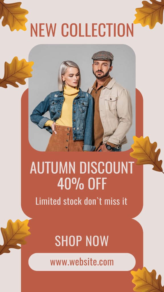 New Autumn Collection for Fashionable Couples Instagram Story Πρότυπο σχεδίασης