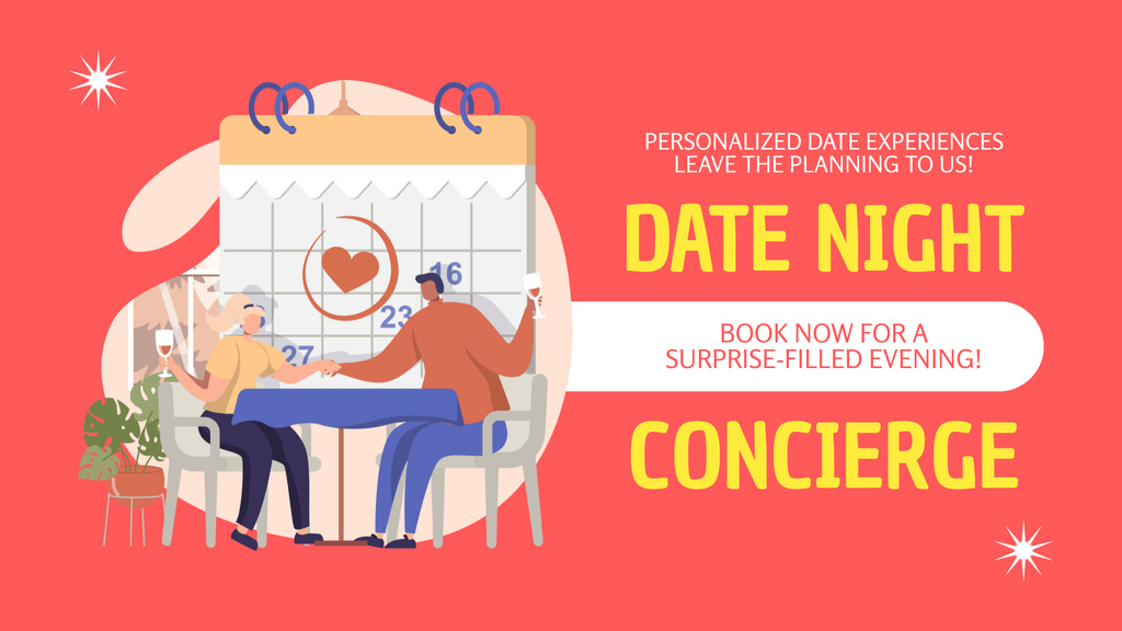 Romantic Evening Dates Are Organized FB event cover Šablona návrhu