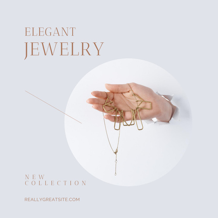 Elegant Jewelry Ad with Necklace Instagram Design Template