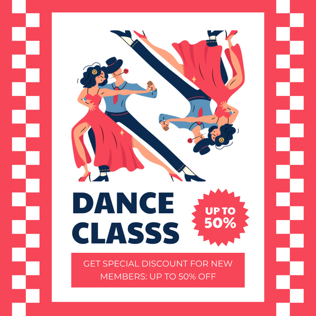 Ad of Dance Classes with Stunning Dancing Couple Instagram Design Template