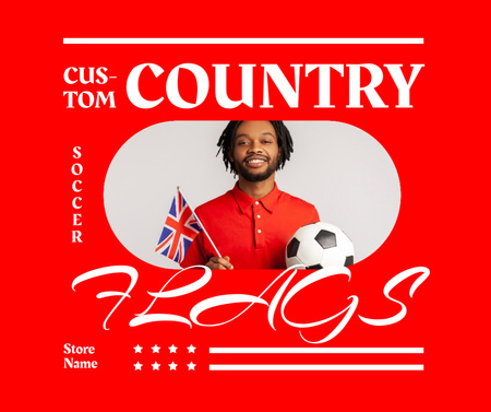 Custom Country Flags Offer for Soccer Fans Facebook Design Template