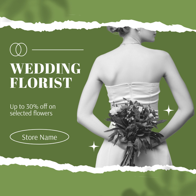 Discount on Selected Flowers for Wedding Bouquets Instagramデザインテンプレート