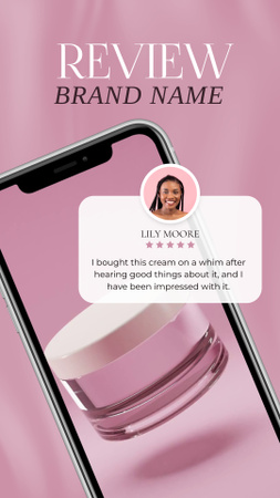 Beauty Products Ad With Cream Feedback Instagram Video Story Design Template