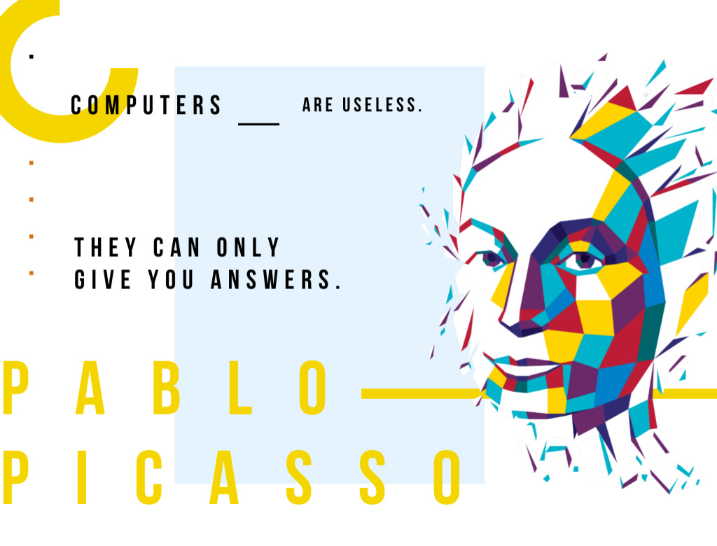 Creative Colorful Portrait With Quote About Computers Postcard 4.2x5.5in Design Template