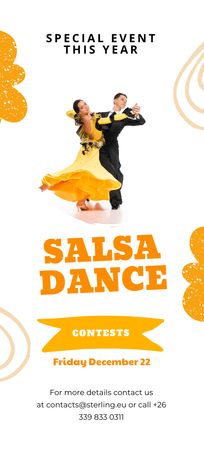 Salsa Dance Contests Announcement Flyer 3.75x8.25in Design Template