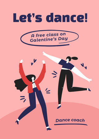 Galentine's Day Dance Party Announcement Flayer Design Template