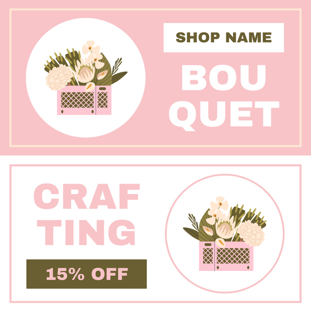 Discount on Craft Bouquets in Boxes Instagramデザインテンプレート