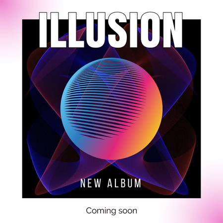 Album Cover with gradient ball,illusion Album Cover Design Template