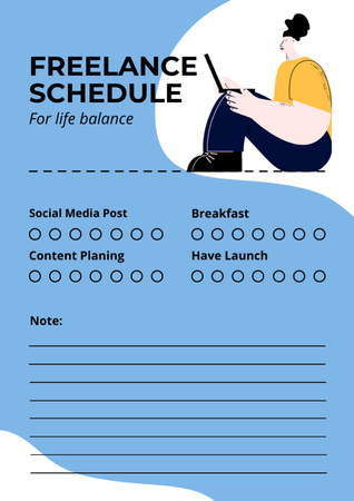 Platilla de diseño Freelance Schedule with Illustration of Man Working with Laptop Schedule Planner