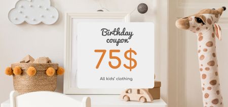 Kids' Clothing Offer on Birthday Coupon Din Large Design Template