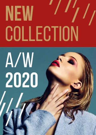 Designvorlage New Collection Promotion Woman with Bright Make-Up für Flayer