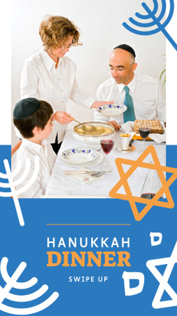 Family celebrating Hanukkah Holiday Instagram Story Design Template