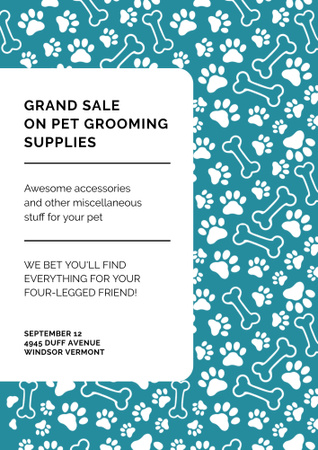Sale of Pet Grooming Supplies on Cute Pattern Poster B2 – шаблон для дизайну