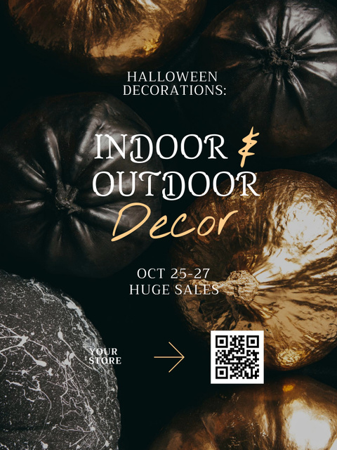 Spooky Halloween Decorations And Pumpkins Sale Offer Poster US Design Template