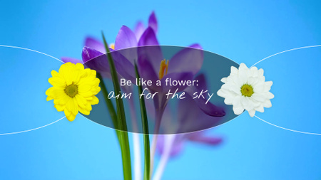 Motivational Quote About Flowers And Aims In Blue Full HD video Design Template