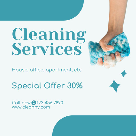 Cleaning Services Ad with Special Offer Instagram AD tervezősablon