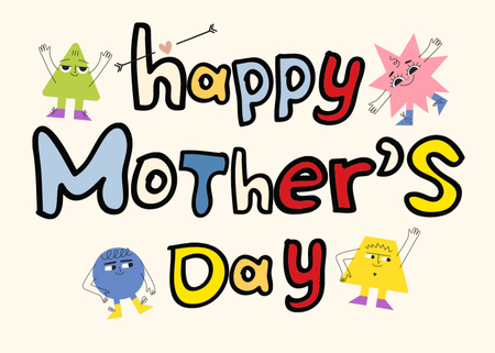 Plantilla de diseño de Saludo brillante del día de la madre con personajes lindos Postcard 5x7in 