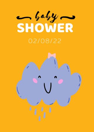 Baby Shower Announcement with Cute Smiling Cloud Invitation Design Template
