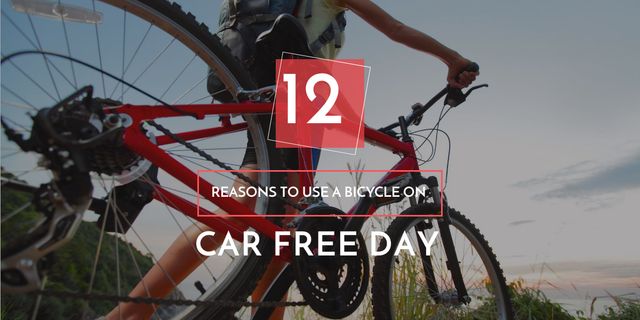 Designvorlage Benefits of Using a Bicycle in Car Free Day für Image