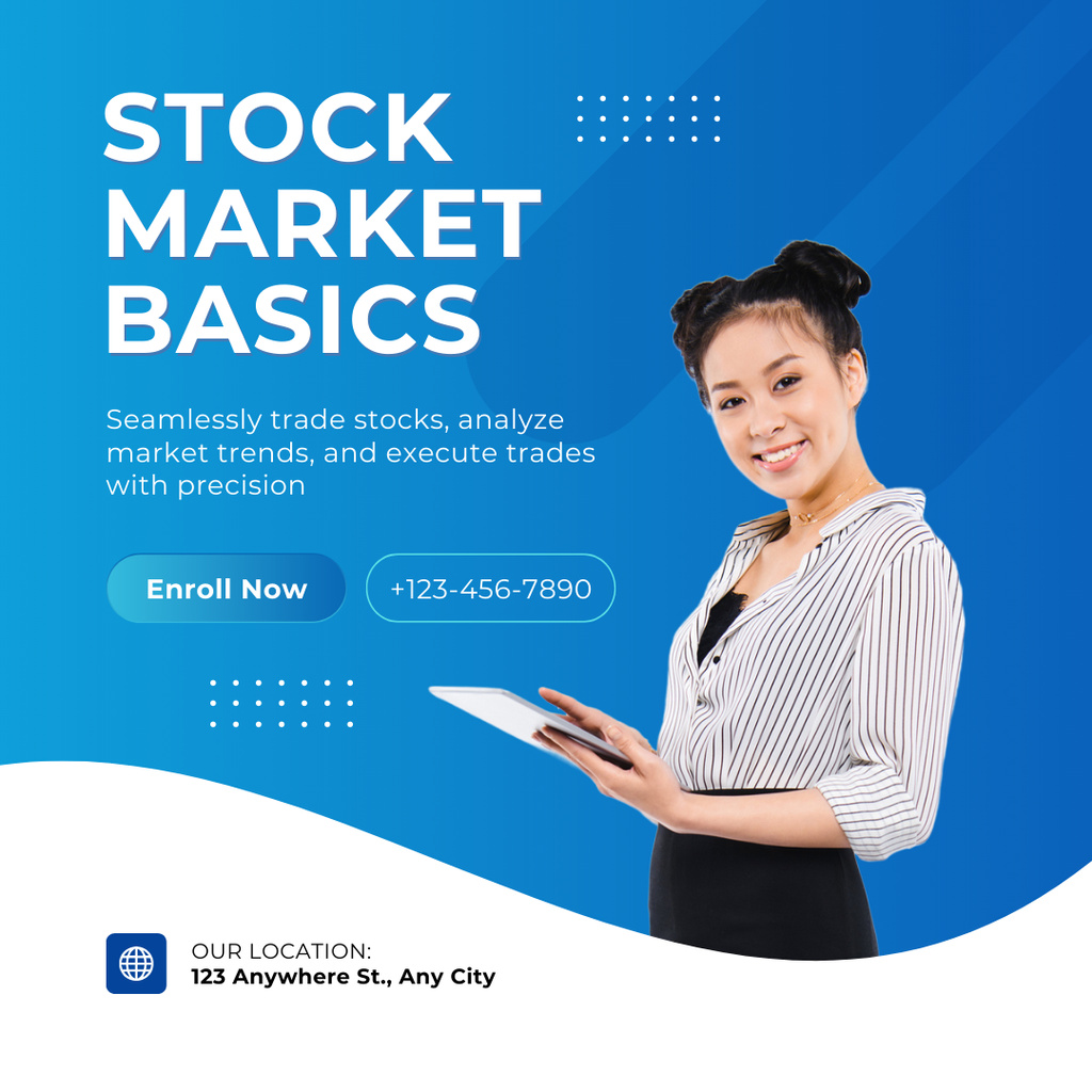 Basic Knowledge of Trading on Stock Market Instagram Design Template
