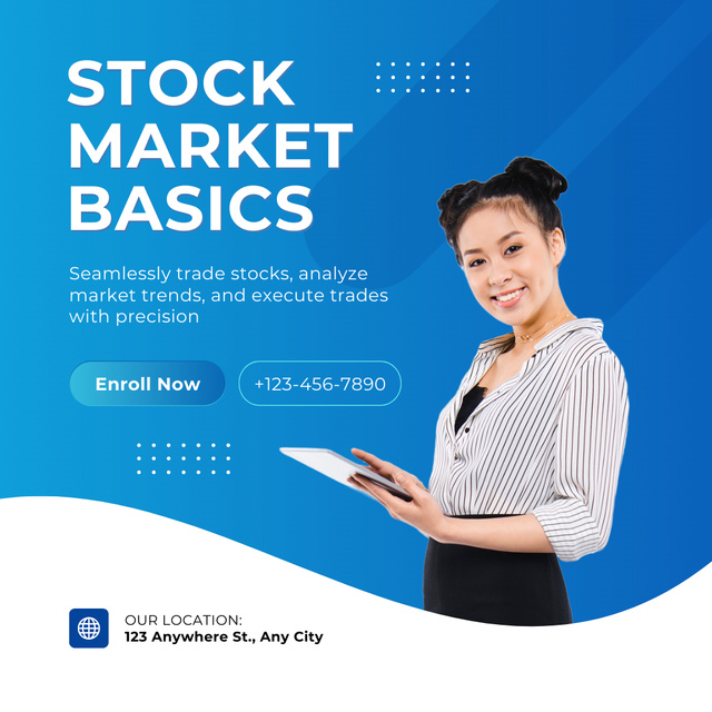Designvorlage Basic Knowledge of Trading on Stock Market für Instagram