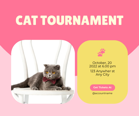 Cat Fashion Show with Gray Cat on Pink Large Rectangle – шаблон для дизайну