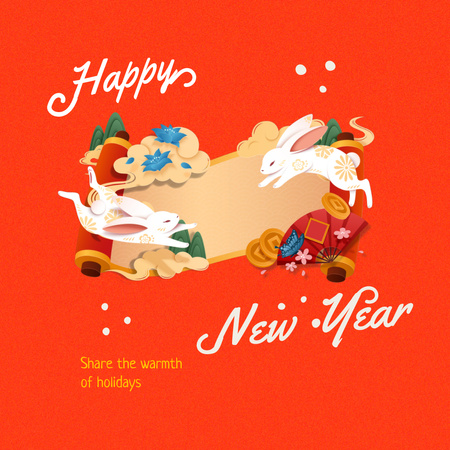 Ontwerpsjabloon van Animated Post van Mooie nieuwjaarsvakantie gefeliciteerd in het rood