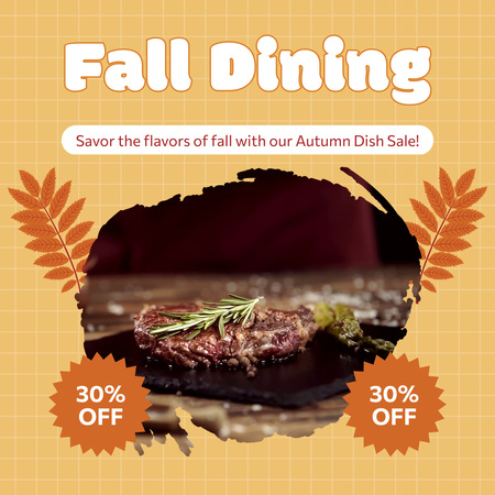Platilla de diseño Autumn Discount on Appetizing Steak Dinner Animated Post