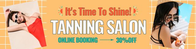 Offer Online Booking Discounts at Tanning Salon Twitter Modelo de Design