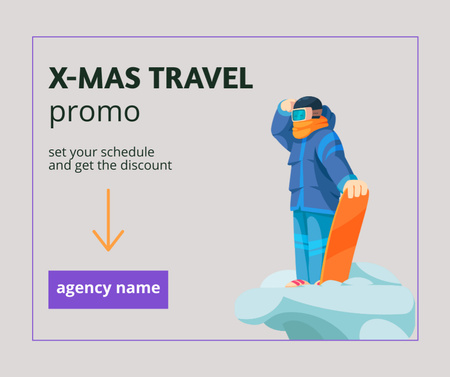 Christmas Travelling Discount Snowboarding Facebook Design Template