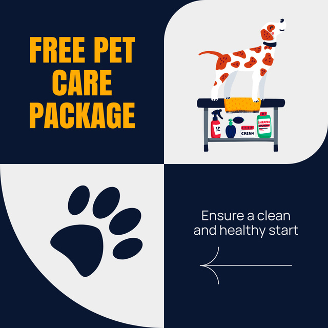 Offer Free Pet Care Packages Animated Post Design Template